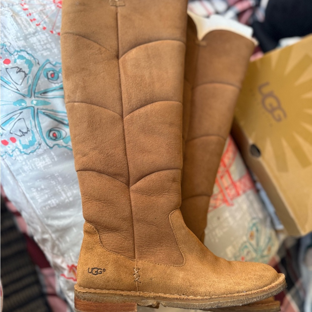 UGG Tall Over-the-Knee Suede Boots in Chestnut
